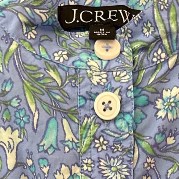 J. Crew Cotton Poplin Floral Fresco Top Blue Size Medium - Picture 5 of 9